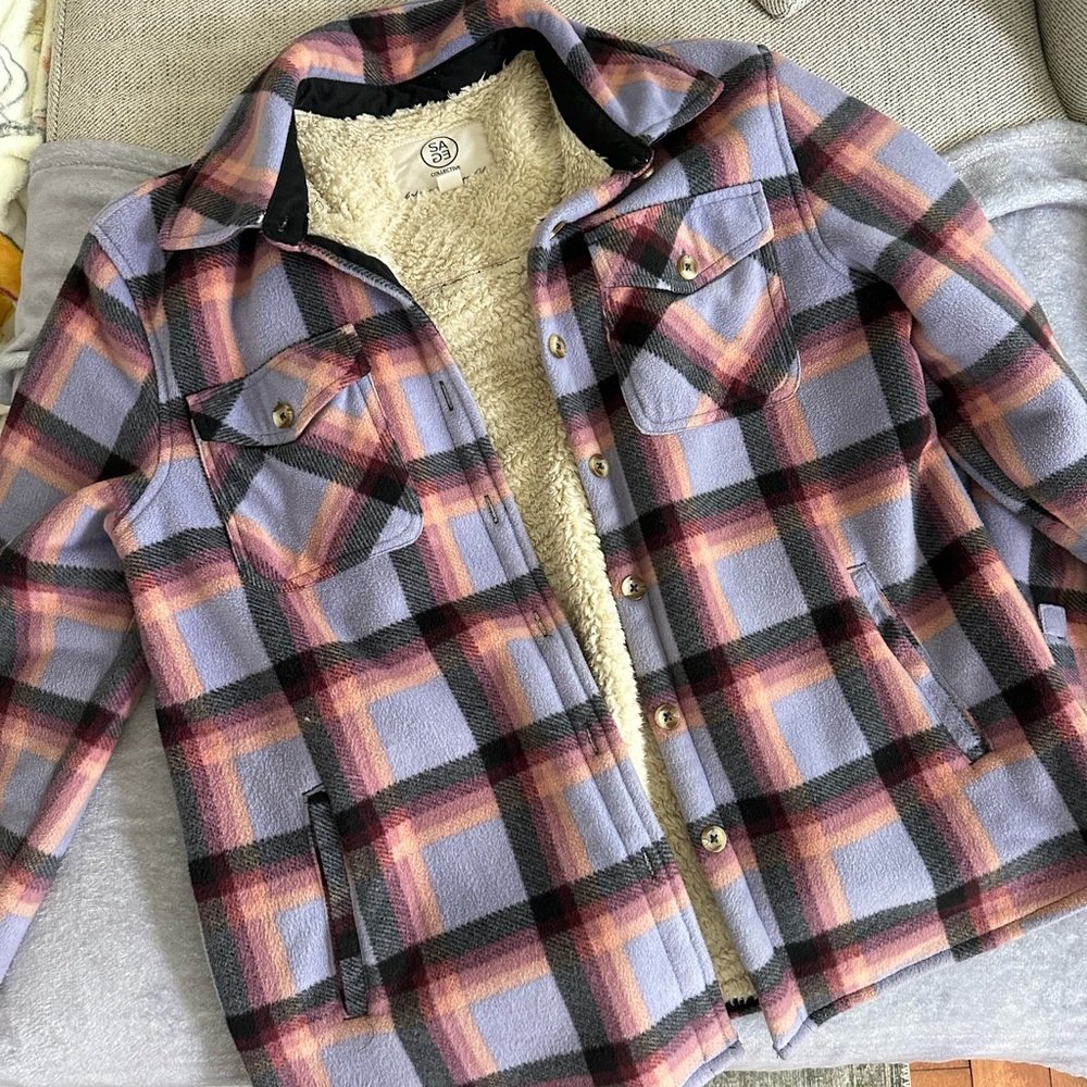 Plaid Sherpa-Lined Jacket
